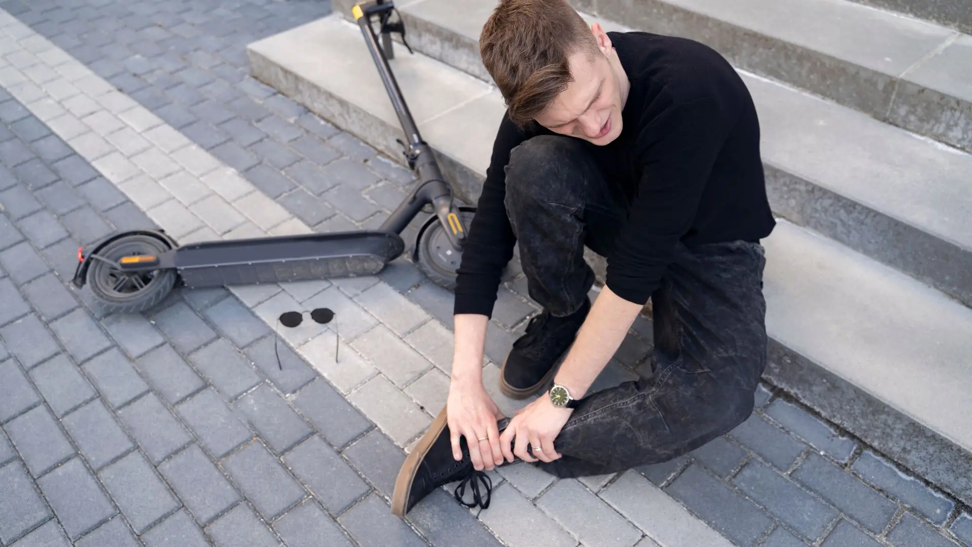 A man who hurt his ankle after getting in an electric scooter accident.