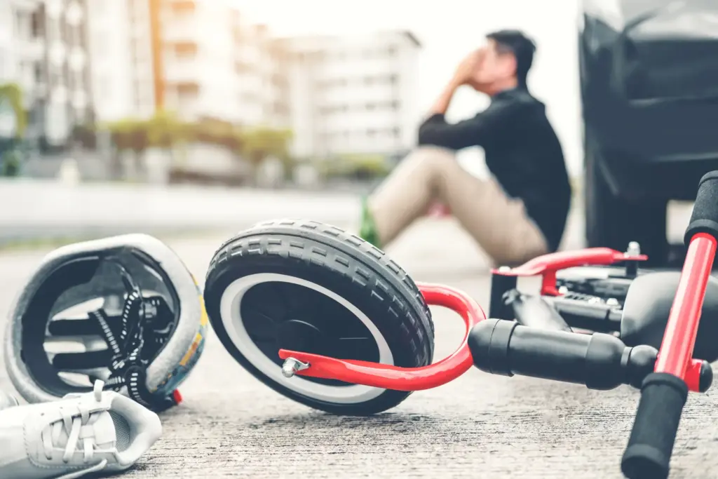 An electric bike accident where a driver struck a bike rider.