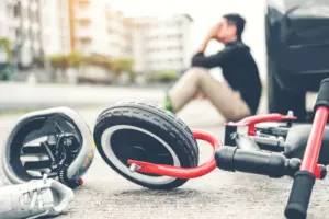 An electric bike accident where a driver struck a bike rider.