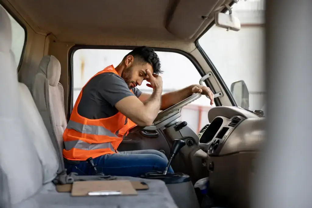 A super tired truck driver.