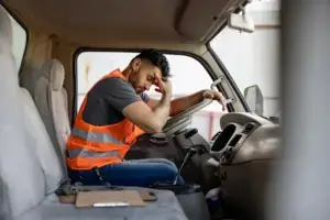 A super tired truck driver.