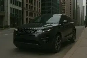 A black Range Rover Evoque.