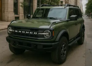 A Green Ford Bronco.